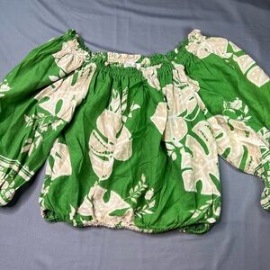 Rachel Zoe Green Floral Top | Size Medium | Boho Chic